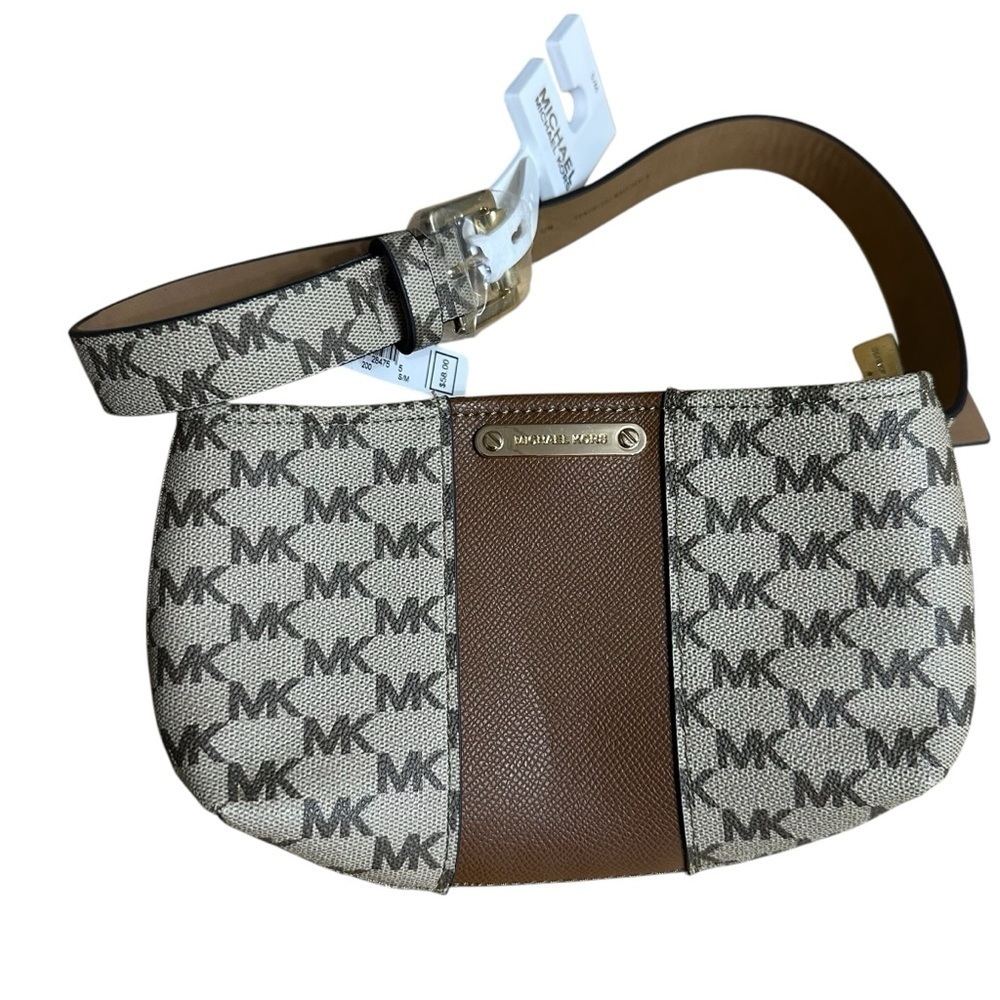 NWT Michael Michael Kors Brown Tan Belt Bag Size S/M